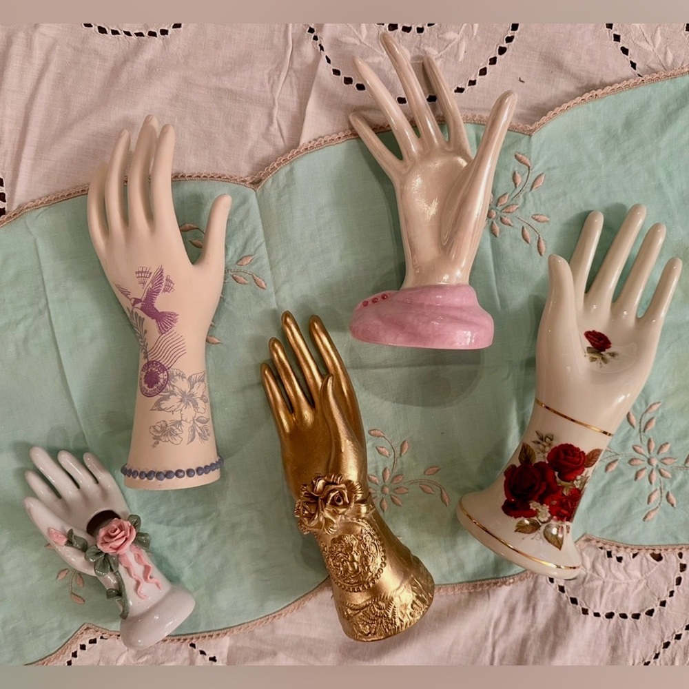Vintage Decorative Ceramic / Porcelain/ Resin Hand Jewelry Holder Displays